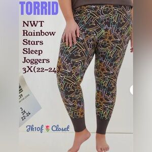 🌷NWT TORRID 3X(22-24) RAINBOW STARS SLEEP JOGGER PANTS